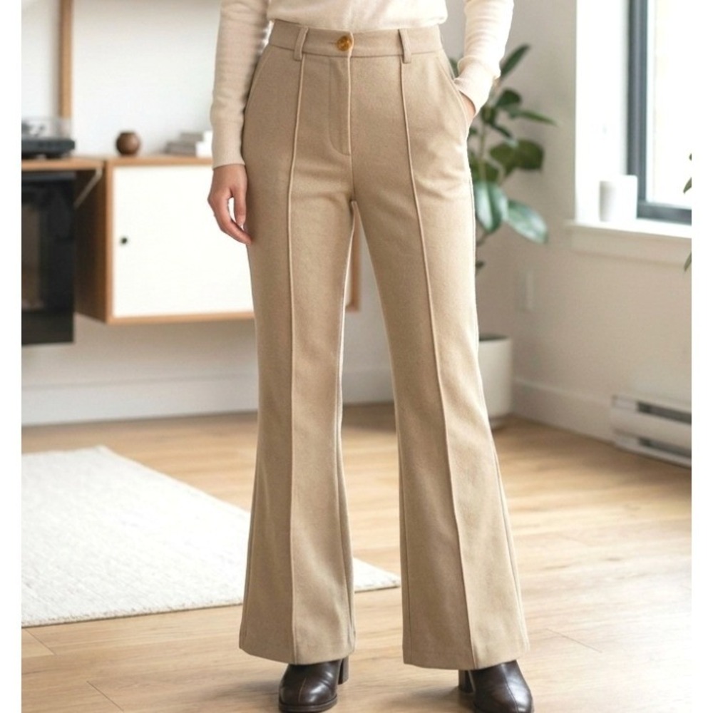 URBAN OUTFITTERS Isabella Ponte High Waist Flare Pants Womens Sz M Medium Taupe